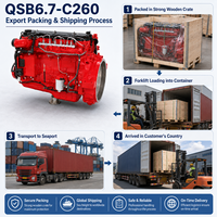 Moteur diesel SCDC DCEC Cummins QSB6.7-C260 260HP 6.7L turbo refroidi par eau, complet avec rail commun et ECU pour excavatrice et chargeuse