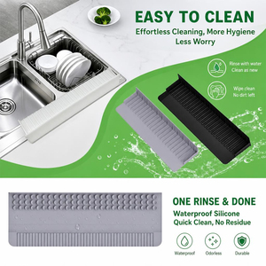 L Shape Sink Splash Guard with 5 Degree Tilt Drainage Food Grade Silicone <b>Mat</b> <b>Non</b> <b>Slip</b> Splash Pad for <b>Kitchen</b> Sink Countertop - Product Image 1