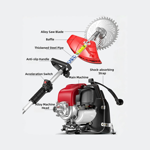 Débroussailleuse à dos thermique 52 cm³ quatre temps haute puissance, largeur de coupe 12 pouces, multifonctionnelle pour la réhabilitation agricole et la tonte des pelouses - Product Image 6