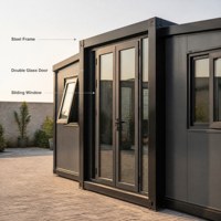 Maison conteneur pliable 20ft 40ft, configuration 1, 2, 3 ou 4 chambres, salon, cuisine, salle de bain, plan ouvert, moderne