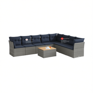 Set di Divani da Giardino in Polyrattan Grigio, 11 Pezzi, Arredamento da Esterno Resistente alle Intemperie, Design Contemporaneo - Product Image 1