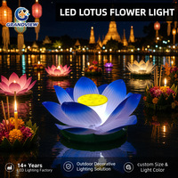 Lampu LED Bunga Teratai Buatan 12V 24V untuk Penerangan Lanskap Taman, Resor, Area Wisata, Dekorasi Festival Luar Ruangan Kustom