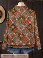 Pull en tricot à imprimé Paisley pour femmes, col roulé, manches longues, pull floral multicolore