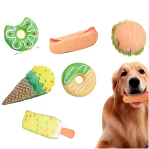 Giocattoli vocali in lattice per animali domestici all'ingrosso ciambelle per gelato serie di hamburger giocattoli per la dentizione da masticare e mordere