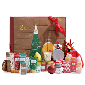 Calendrier de l'Avent Imprimé Beauté et Soins de la Peau, Coffrets Bain pour Femme, Lotion Mains, Boîte Cadeau en Carton 24 Jours, Emballage de Noël - Product Image 1