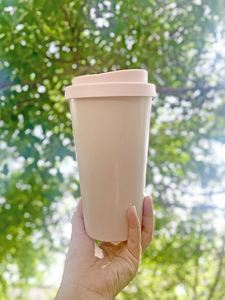 Reusable Cup Minimalist Bamboo Fiber Cappuccino Tea Cups Oem Supplier 20Oz Pink Durable Coffee <b>Mug</b> Gift for Travel Office - Product Image 4