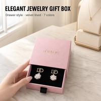 Boîte d'emballage de bijoux haut de gamme à tiroir coulissant, logo personnalisé, doublure en velours et éponge, finition mate, gaufrage, finition UV