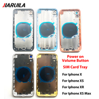 Boîtier arrière complet avec cadre intermédiaire pour iPhone X XS XR XS Max, avec boutons d'alimentation et de volume, et tiroir SIM