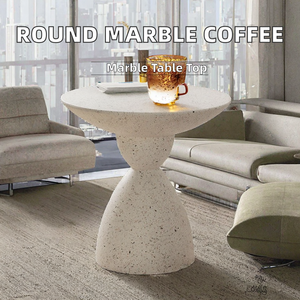 Table basse ronde en marbre, durable, style mid-century modern, luxe léger, pour hôtel et salon, facile à nettoyer - Product Image 2