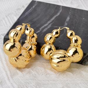 Pendientes de Aro Chapados en Oro de 18k con Bola de Cobre de Alta Calidad, Gran Venta en África, para Mujer - Product Image 1