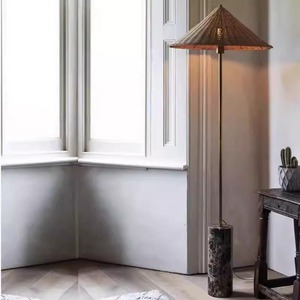 Lámpara de pie de madera maciza estilo Wabi Sabi, madera de nogal, estilo chino moderno vintage, fuente de luz LED, base E27, para sala de estar, estudio - Product Image 1