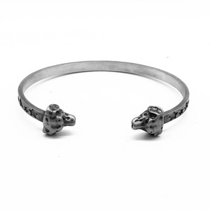 Yunnique – Bracelet ouvert en argent tibétain avec tête de chien, motif étoile, bijoux unisexes, cadeau - Product Image 1