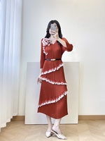Robe Midi Plissée Violette de Luxe pour Femme, Col en V, Fleur 3D, Dégradé, Volants, Ourlet Irrégulier, Ceinturée, Robe de Cocktail pour Invitée de Mariage