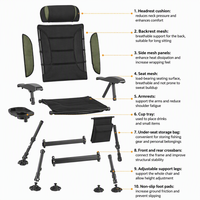 Chaise de pêche tout-terrain réglable en hauteur, pliable, avec pieds télescopiques indépendants, siège portable pour l'extérieur