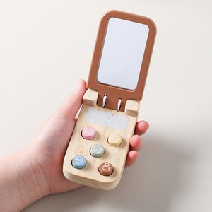 OEM PMZ2364 Montessori Wood <b>Animal</b> Cognition Games Early Learning Educational Bear Flip Phone <b>Toy</b> for Babies Unisex - Product Image 3
