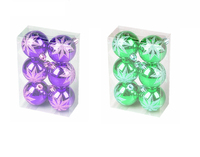 Usine Jintai prix de gros fait nouveau design 6cm 6 pièces ensemble de boules d'arbre de Noël rondes incassables en plastique dans une boîte en PVC