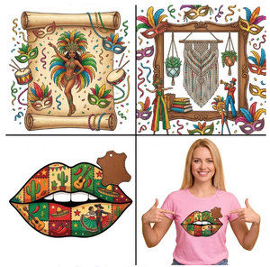 Transferts DTF personnalisés pour vêtements féminins, motifs carnaval mexicain, prêts à presser, lavables - Product Image 1