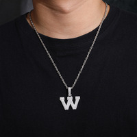 Pendentif lettre A-Z étincelant glacé pour rappeur Hip Hop VVS D Moissanite 925 pendentif en argent bijoux pour cadeau fiançailles de mariage
