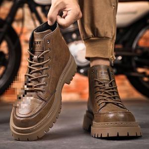 Botas de Primavera 2026 para Hombre, Estilo Británico Retro, Botas de Trabajo de Cuero de Caña Alta y Media - Product Image 2
