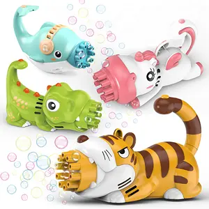 Bubble gun 10-holes electric outdoor cartoon Tiger Dolphin dinosaur unicorn sound and light special effects children's gift toys