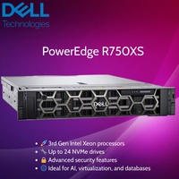 Serveur Dell PowerEdge R750xs Neuf avec processeur Intel Xeon, 64 Go de mémoire DDR4, montage en rack 2U, alimentation redondante 800W, en stock