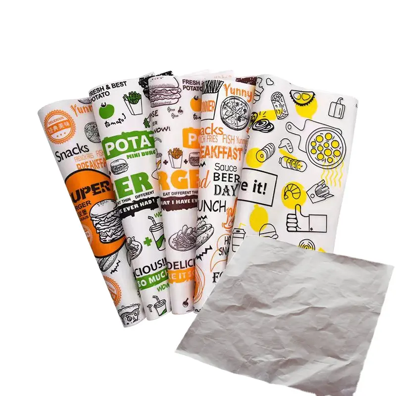 Recycling-Hotelöl-Schutz Aluminiumfolie Wabe benutzerdefiniertes Burger-Verpackungspapier Burger-Papier Burger-Verpackungspapier