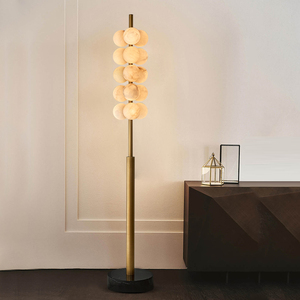 Lampe sur pied en albâtre naturel en forme <span class=keywords><strong>de</strong></span> grappe <span class=keywords><strong>de</strong></span> <span class=keywords><strong>raisins</strong></span> sculpturale |   Lampe <span class=keywords><strong>de</strong></span> sol LED en laiton doré avec base en marbre pour salon - Product Image 5