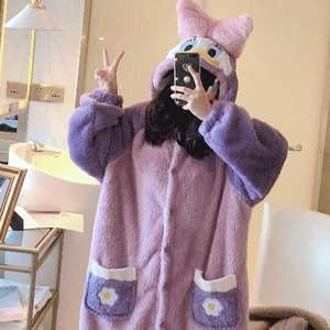 <span class=keywords><strong>Pigiama</strong></span> <span class=keywords><strong>in</strong></span> <span class=keywords><strong>Pile</strong></span> Termico di Poliammide per Donna, Camicia da Notte Invernale con Cartoni Animati, <span class=keywords><strong>Taglie</strong></span> Forti, Abbigliamento da Casa - Product Image 3