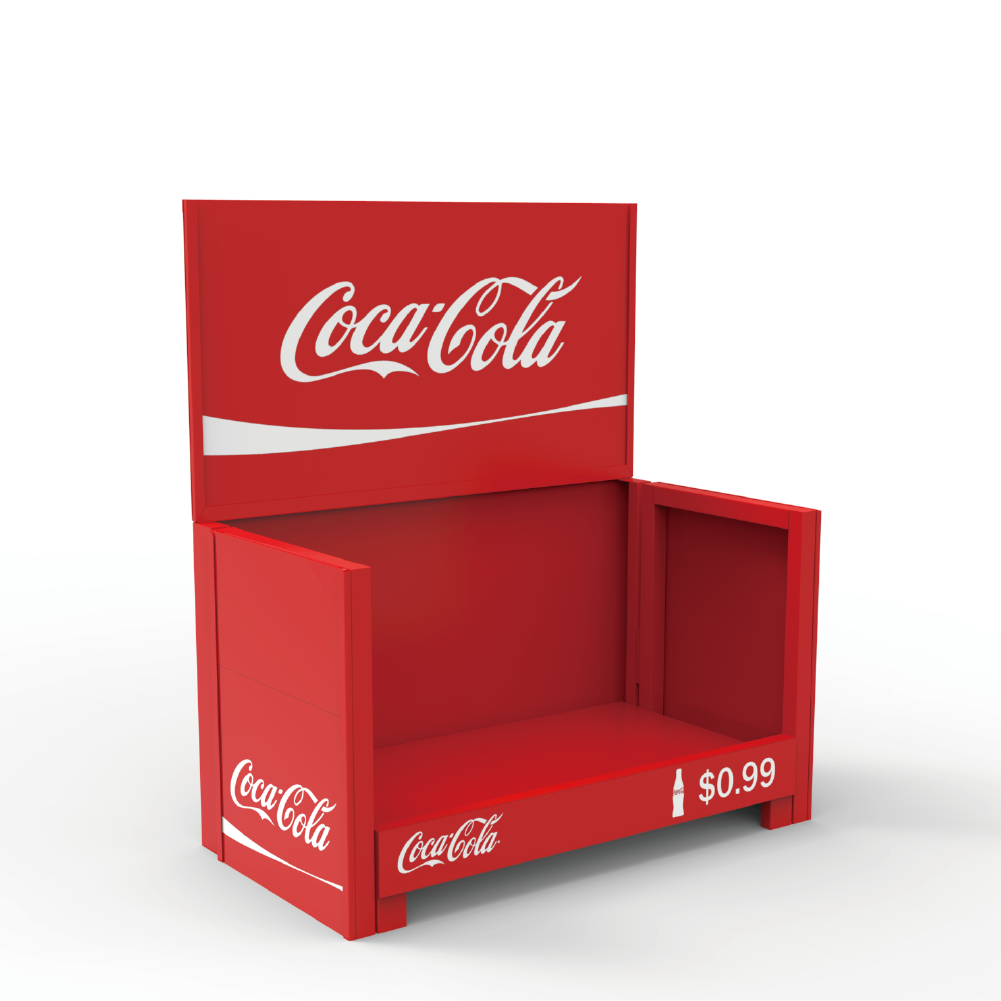 Folding Metal Floor Standing Beverage Display Stand Foldable Cola Display Rack Red Custom Size Advertising Use for Retail Shop — view 6