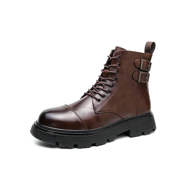 High Quality Lace-Up Brown Leather Boots For Man Comfortable Casual Leather Holiday Men Shoe