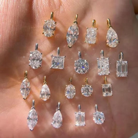 Pendentif solitaire en or jaune 14k 18k vintage avec diamant de laboratoire certifié IGI 1CT 2CT 3CT, taille émeraude, radiant, ovale, poire, marquise