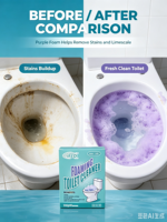 Poudre nettoyante moussante pour toilettes, détartrante et désodorisante, à forte mousse et parfum personnalisé, en vrac pour usine, couleur violette