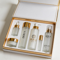 Ensemble cosmétique en verre givré grand format avec emballage cadeau de haute qualité