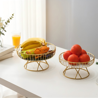 Panier à fruits en fil métallique doré pour centre de table de fête de mariage, bol à fruits, support à fruits pour dessert, paniers de rangement pour comptoir