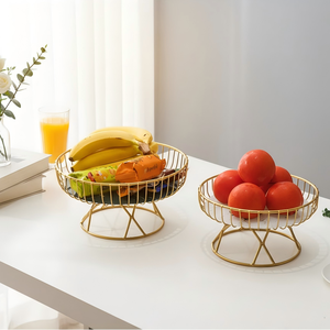 Düğün Partisi Masa Süsleri Altın Metal Tel Meyve Sepeti Meyve Kasesi, Tatlı Meyve Tutucu Standı Tezgah için Saklama Sepetleri - Product Image 5