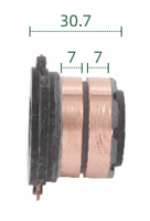 Support de balais de charbon pour anneau collecteur (dimensions : 33,3*17,4 / 30,7*7 X 2 anneaux), pour assemblages de collecteurs à anneau.