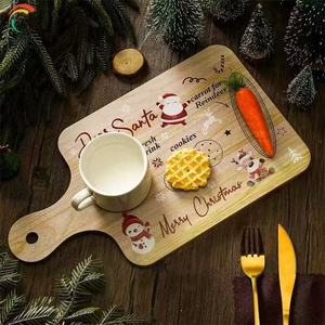 Plato decorativo cuadrado de madera maciza para Navidad, para colgar, con asa, para frutos secos y aperitivos. - Product Image 4