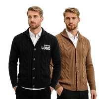 Cardigan en cachemire mérinos tricoté à la main, col en V, style Old Money, sur mesure, pour homme, streetwear de créateur, manches longues, Haute Couture OEM