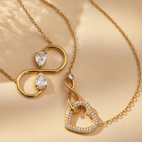 Ensemble de bijoux fantaisie personnalisés, plaqué PVD or 18 carats, collier pendentif en acier inoxydable, collier cœur en zircon imperméable, bracelet pour femmes