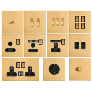 Interrupteur mural de luxe 3 gangs 2 voies en acier inoxydable, nouveau design, plaqué, personnalisé, avec prise - Product Image 2