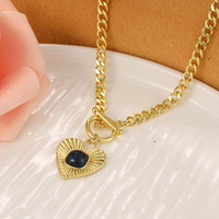 Collier pendentif cœur en acier inoxydable plaqué or pour femme, avec fermoir en T et chaîne épaisse, accessoires de mode tendance