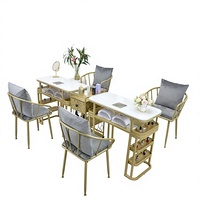 Ensemble table et chaise de manucure pour une personne au design moderne avec surface en marbre économique