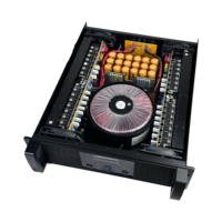 Amplificateur audio professionnel classe TD, 2 canaux, 2x2800W, fonctionnement stable sous une charge de 2 ohms, adapté aux caissons de basses de scène.