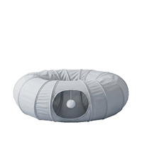 Tunnel-lit pour chat d'intérieur avec tissu rafraîchissant, design flexible, pliable et interactif, boule suspendue, tunnel circulaire pour chat, tapis central doux