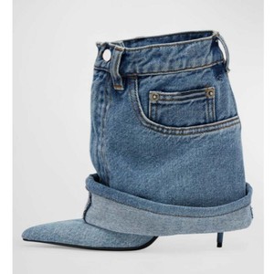 Bottes mi-mollet personnalisées pour femmes, bout pointu, Botas Dama, chaussures féminines, denim, cowgirl, nouvelles bottes en denim pour femmes <span class=keywords><strong>2023</strong></span> - Product Image 1