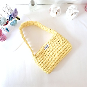 Bolso de ganchillo hecho a mano estilo informal de verano nuevo en línea bolso tejido popular tiras de tela forro de poliéster puramente hecho a mano rafia - Product Image 1