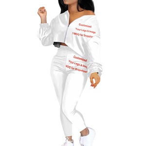 Personalizzato MOQ 1 polinesia tribale stampa personalizzata donna Crop top 2 pezzi Set <span class=keywords><strong>vestiti</strong></span> Plus Size manica lunga vestito femminile tuta - Product Image 2