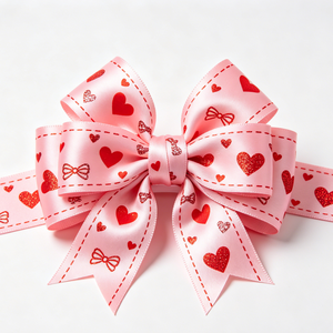 Cinta de Raso de Poliéster con Estampado de Corazón, Mariposa y Lazo, para Envolver Regalos Románticos de Boda o Aniversario - Product Image 3