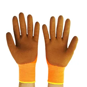 7/10Gauge Polyester Or Nylon Cut-resistant Wholesale Foam Latex Dacron Gloves Customizable Color Hand job Safety/Safeguard Glove