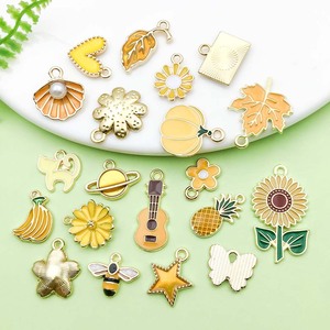 Dijes de aleación amarilla, 20 estilos, colgantes de flor, girasol y margarita para accesorios de joyería DIY, engaste de bisel de aleación de zinc unisex - Product Image 4